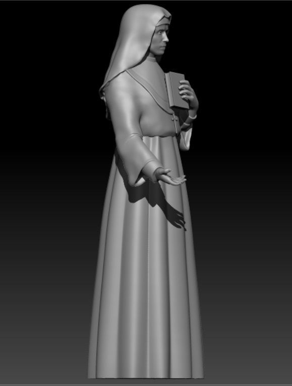 statue nun  3D print model_3