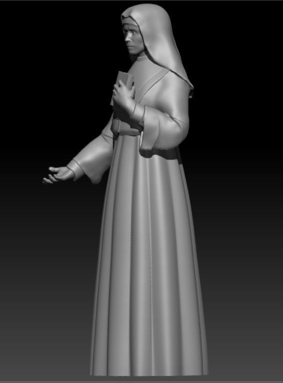 statue nun  3D print model_2