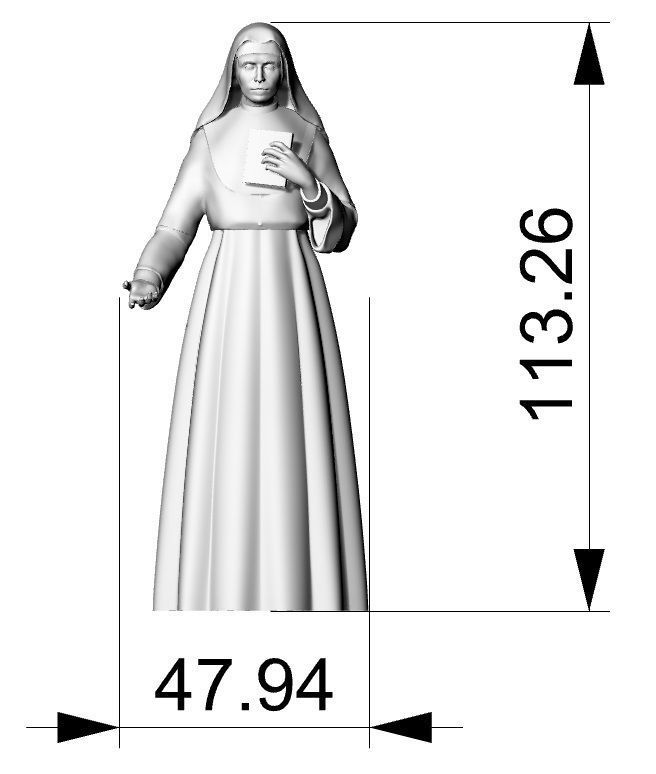 statue nun  3D print model_7
