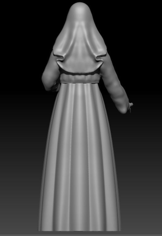 statue nun  3D print model_4