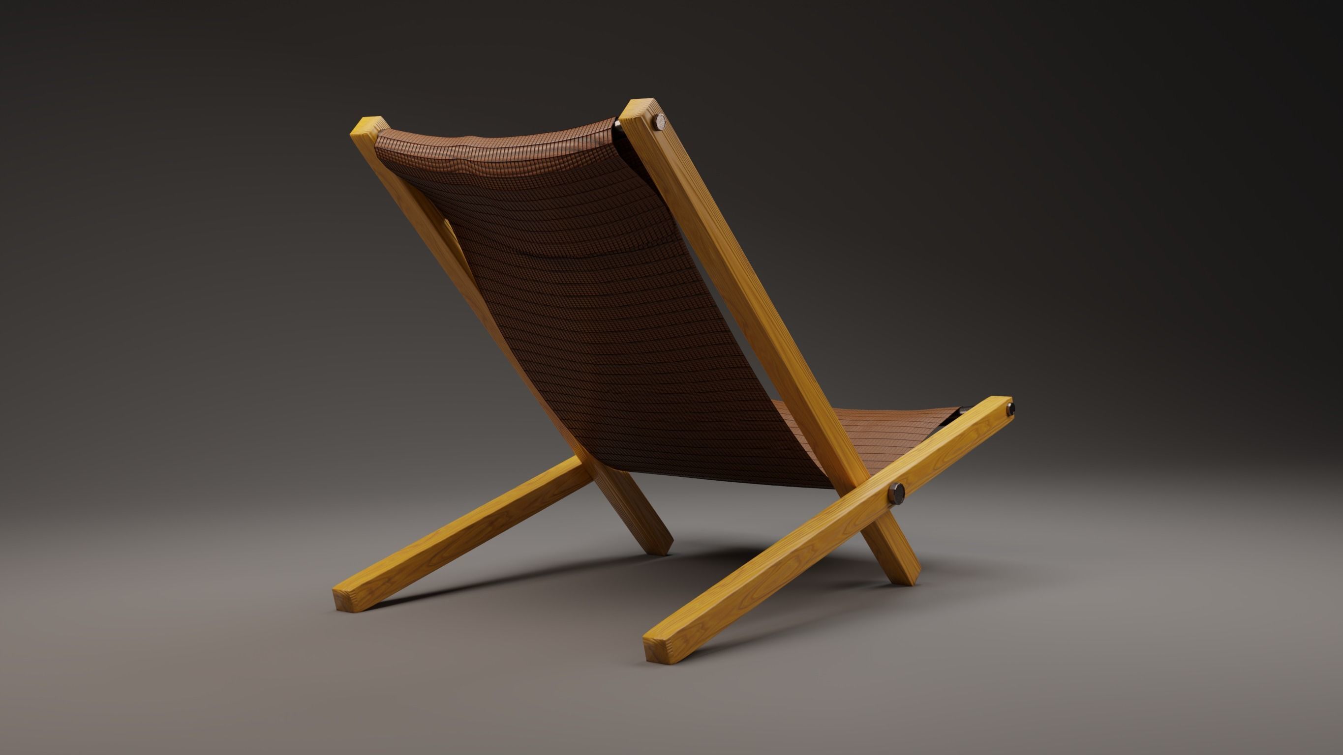 chair lounge with wooden frame 3D model_1