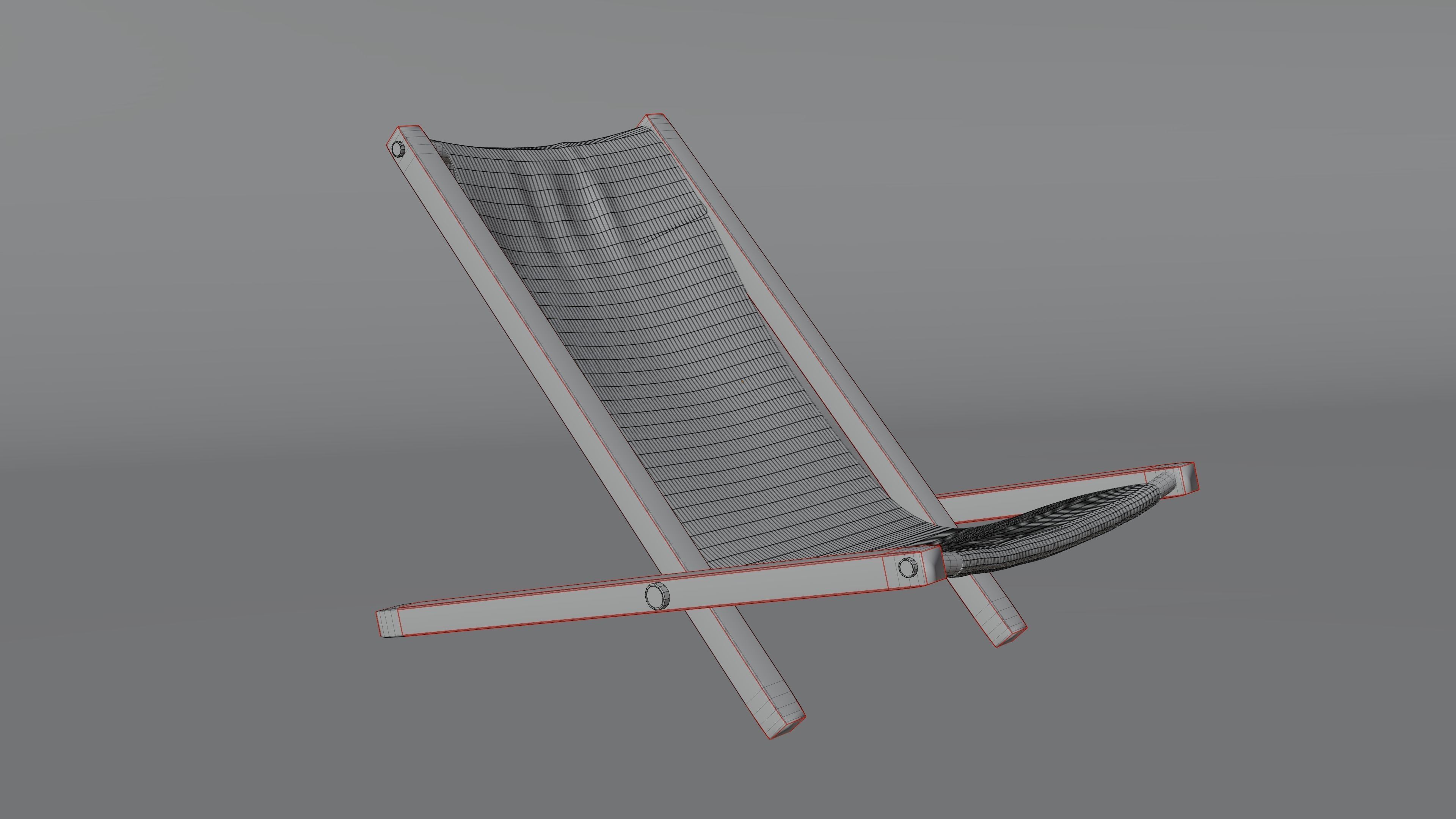 chair lounge with wooden frame 3D model_2