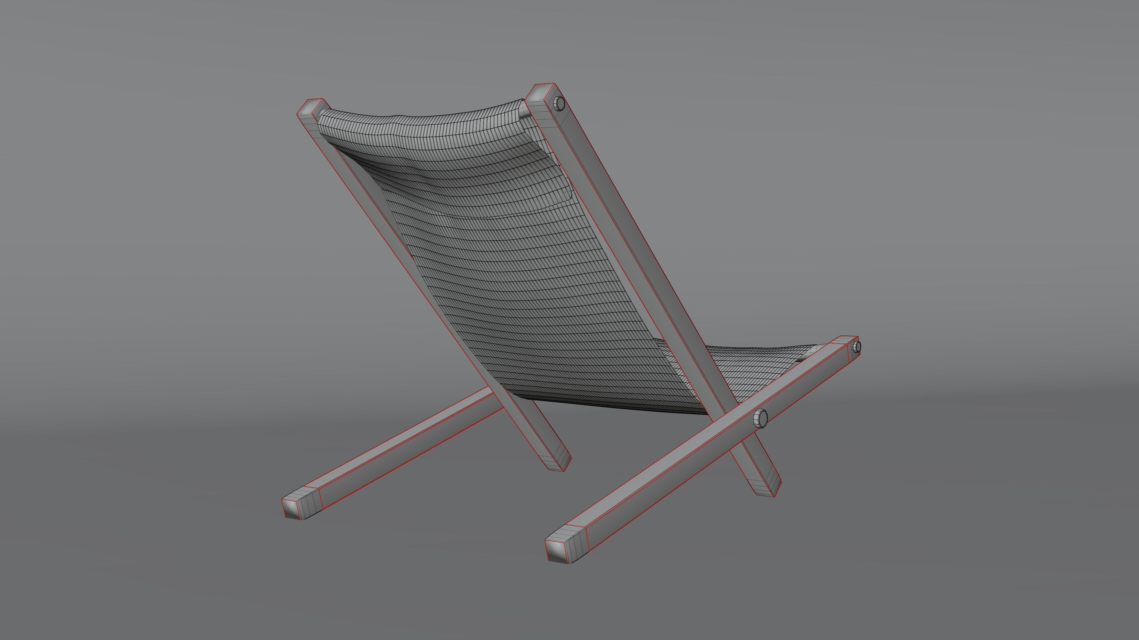 chair lounge with wooden frame 3D model_3
