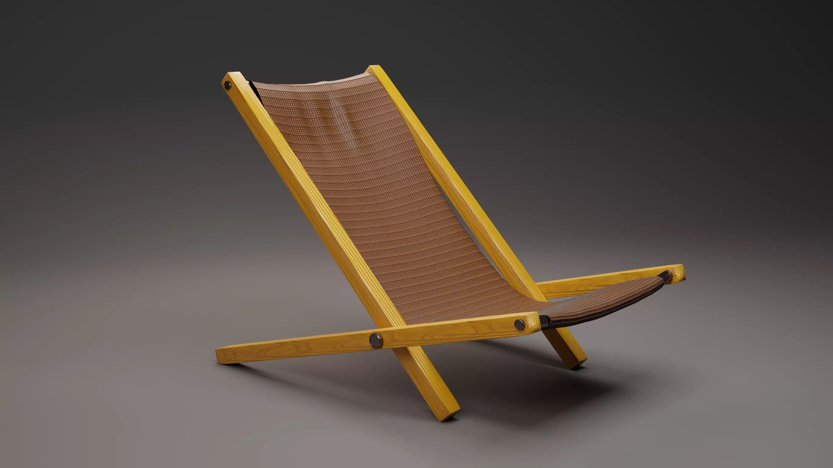 chair lounge with wooden frame 3D model_0