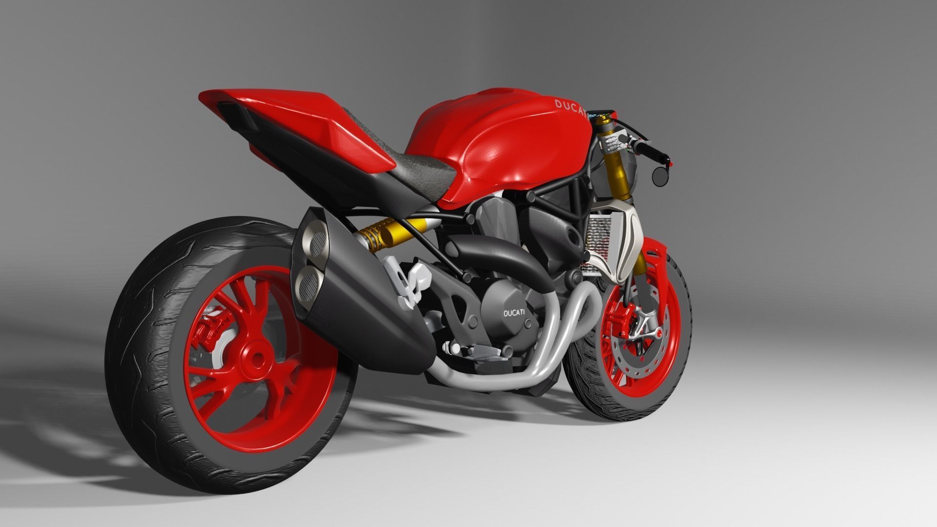 DUCATI MONSTER 1200 Cafe Racer Low-poly 3D model_1