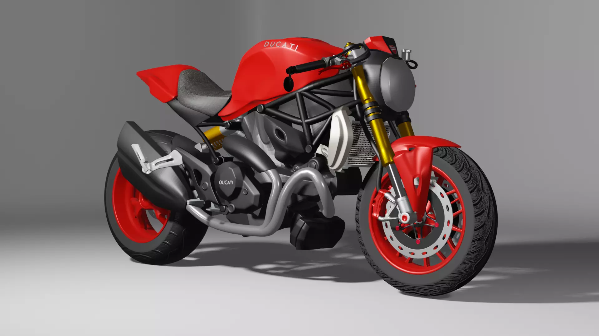 DUCATI MONSTER 1200 Cafe Racer Low-poly 3D model_0