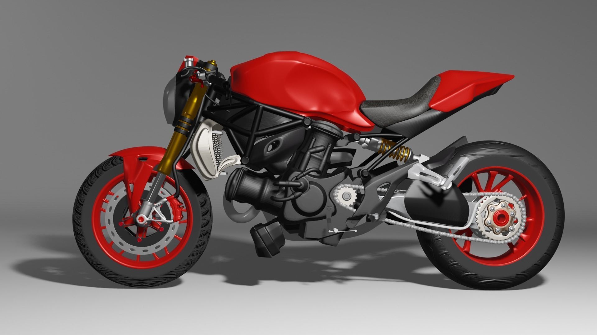 DUCATI MONSTER 1200 Cafe Racer Low-poly 3D model_2