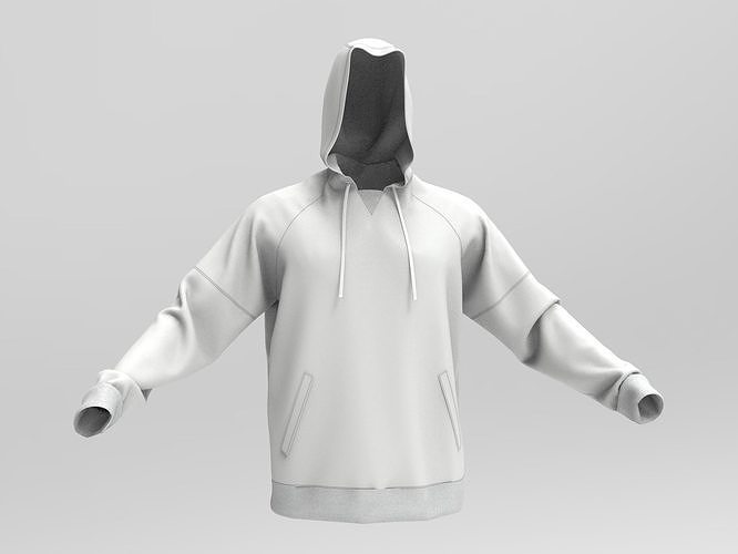 Hoodie mens hood Marvelous Designer obj textures detailed 3D model