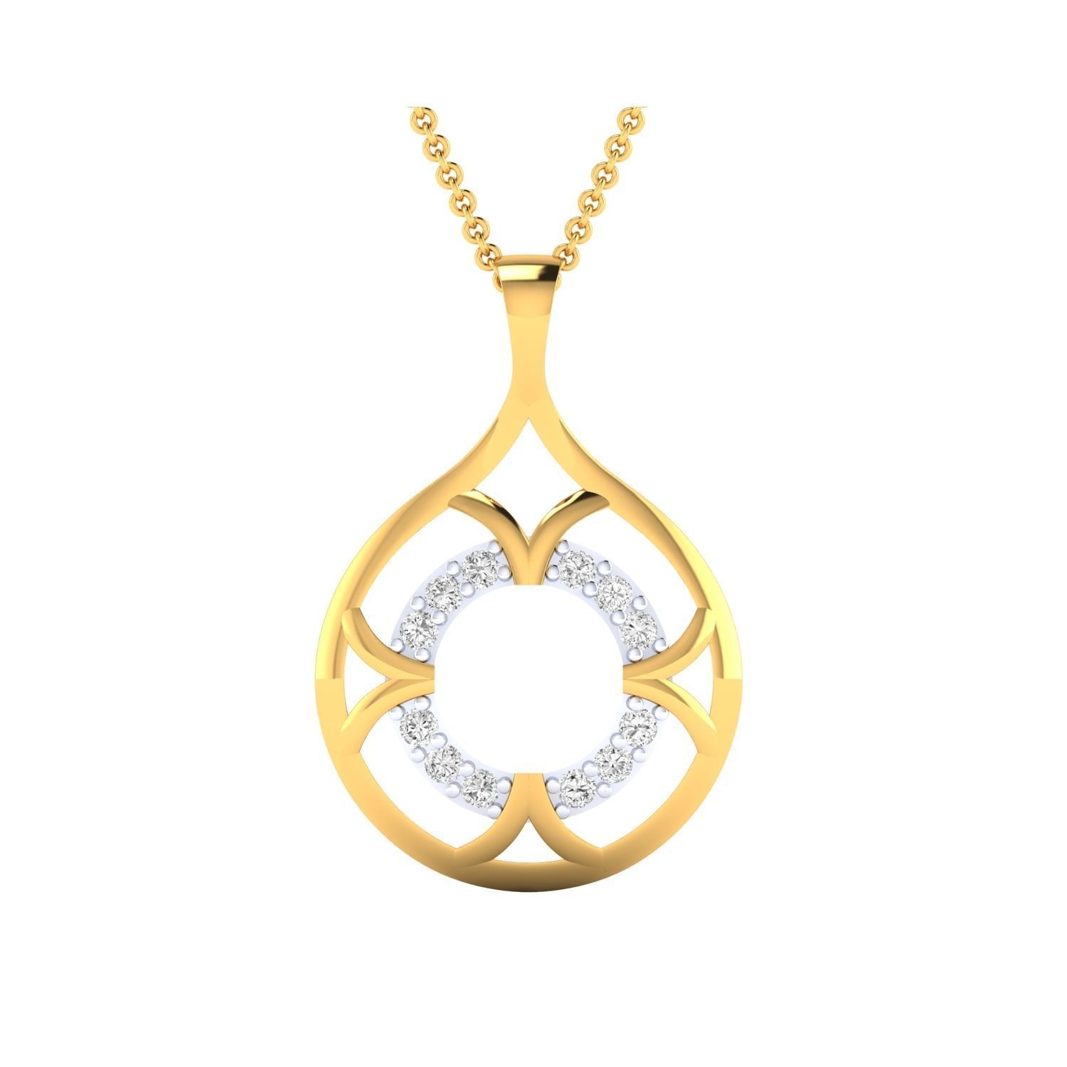 Pendant rose gold diamond 3D print model_9