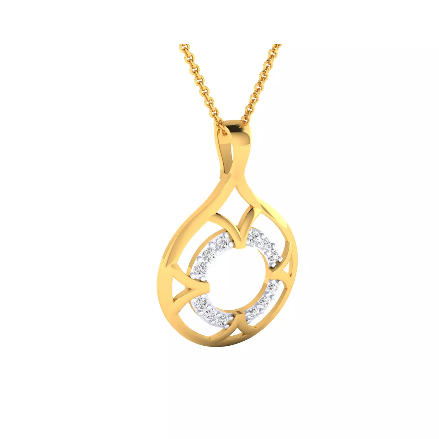 Pendant rose gold diamond 3D print model_0