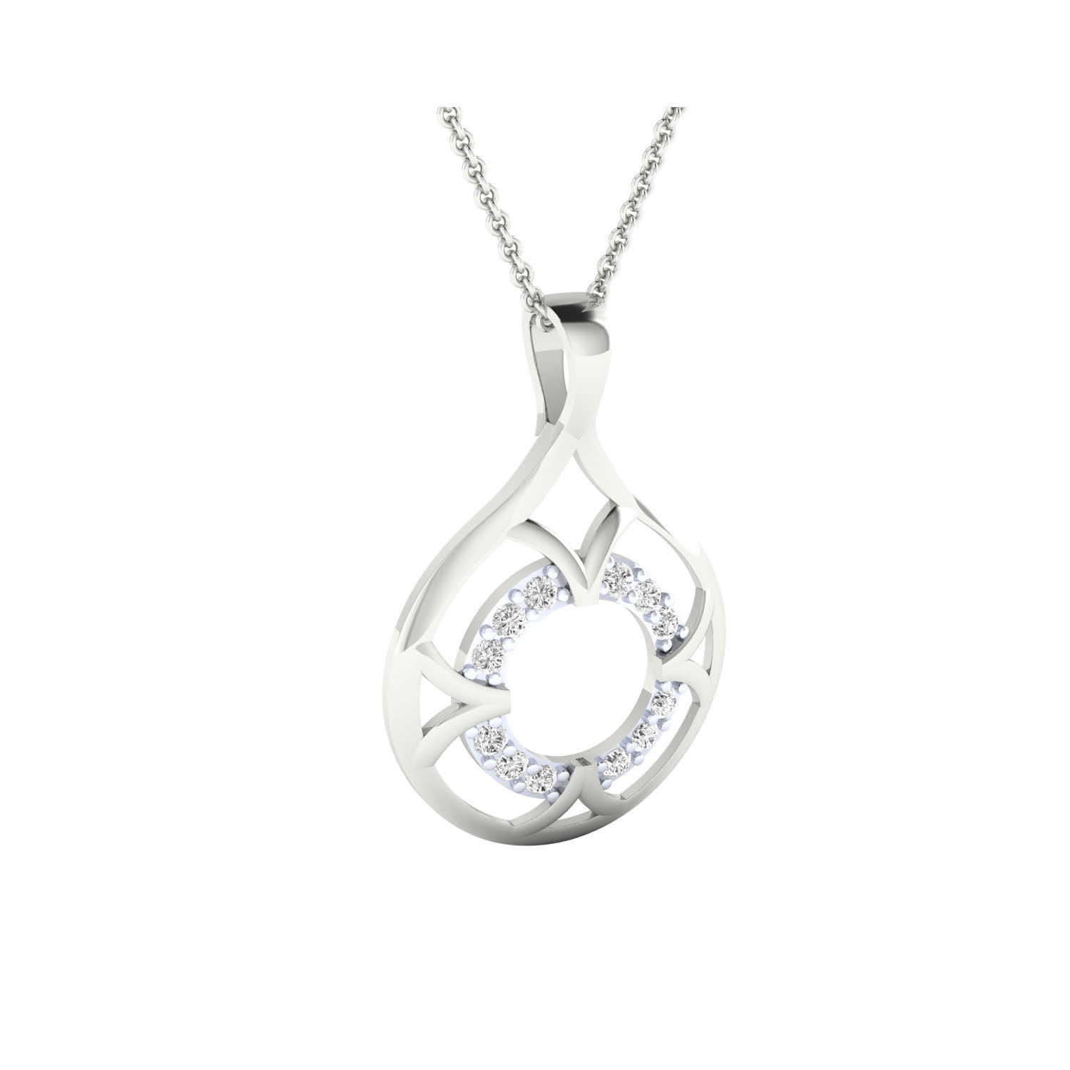 Pendant rose gold diamond 3D print model_2