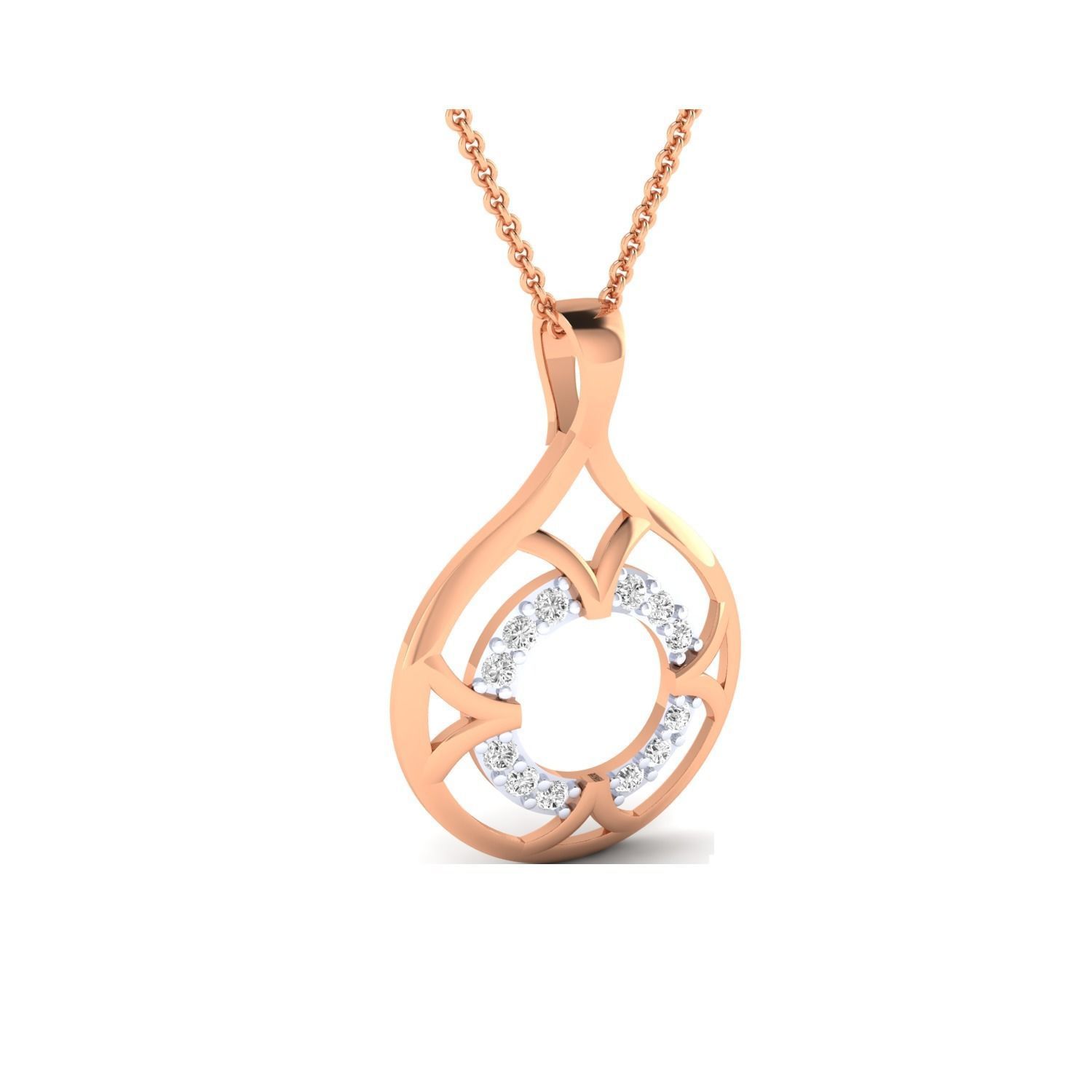 Pendant rose gold diamond 3D print model_3