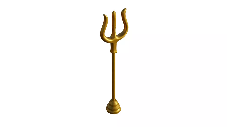 Trident golden Low-poly 3D model