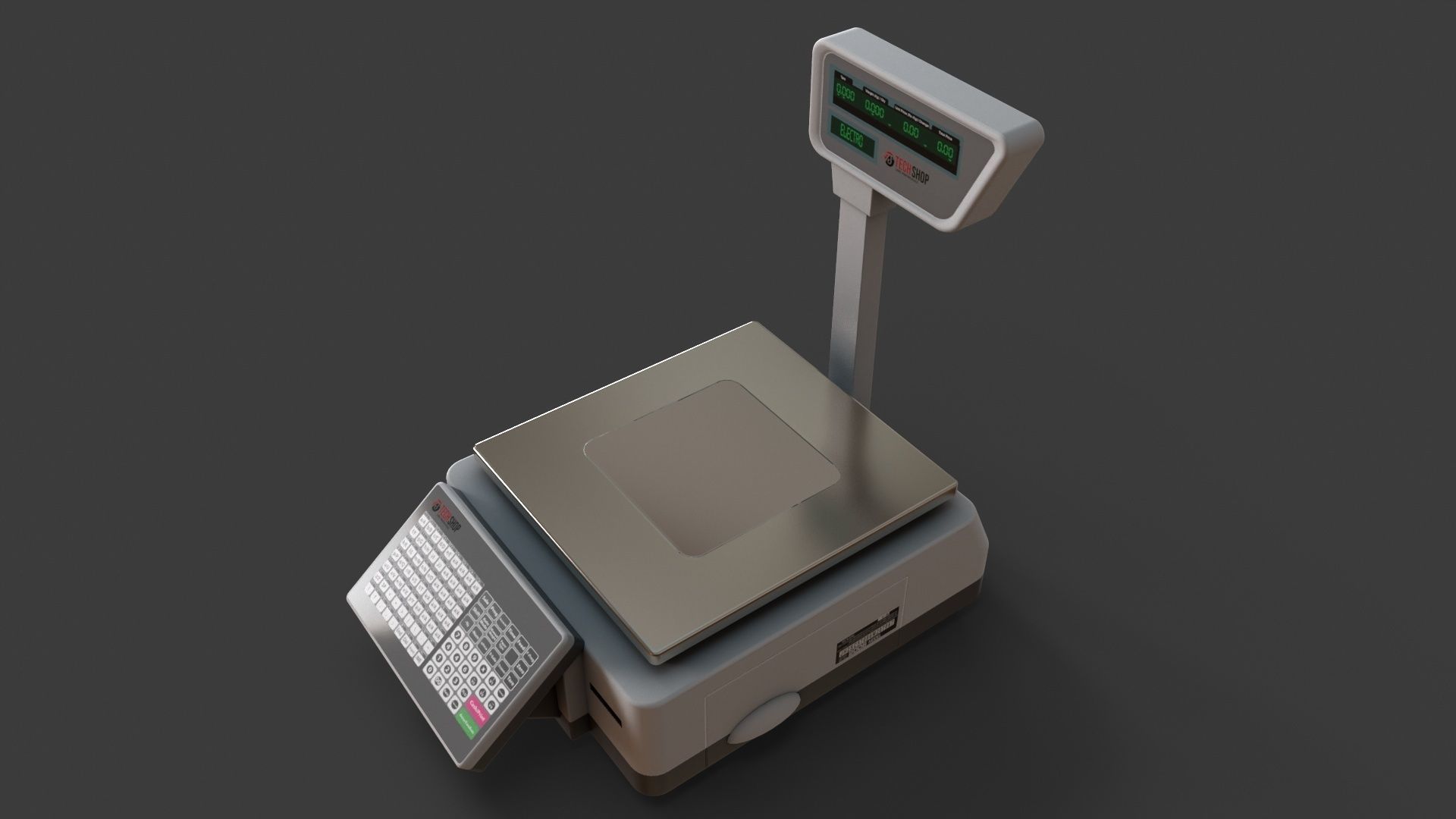 Label Printing Supermarket Weighing Scale Low-poly 3D model_8