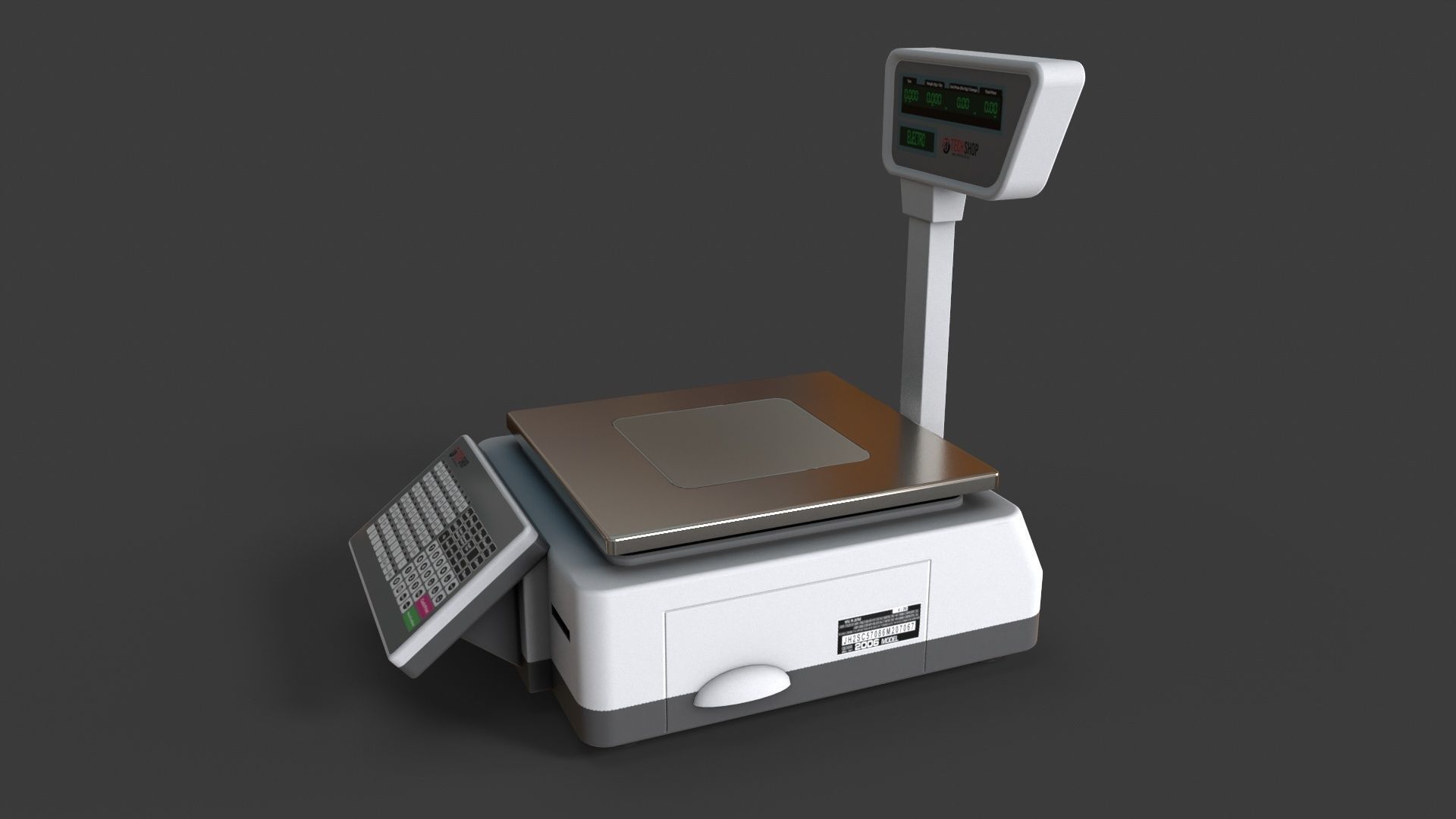 Label Printing Supermarket Weighing Scale Low-poly 3D model_6