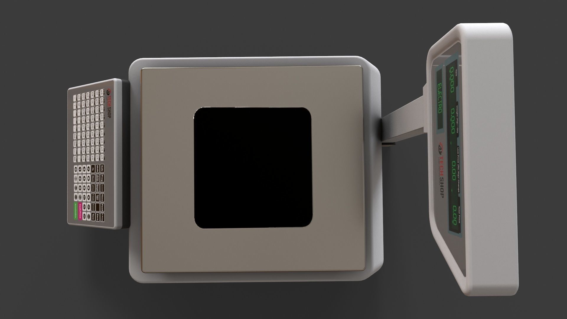 Label Printing Supermarket Weighing Scale Low-poly 3D model_18