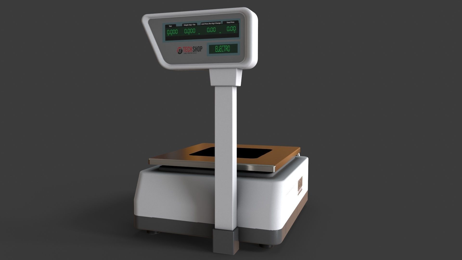 Label Printing Supermarket Weighing Scale Low-poly 3D model_9