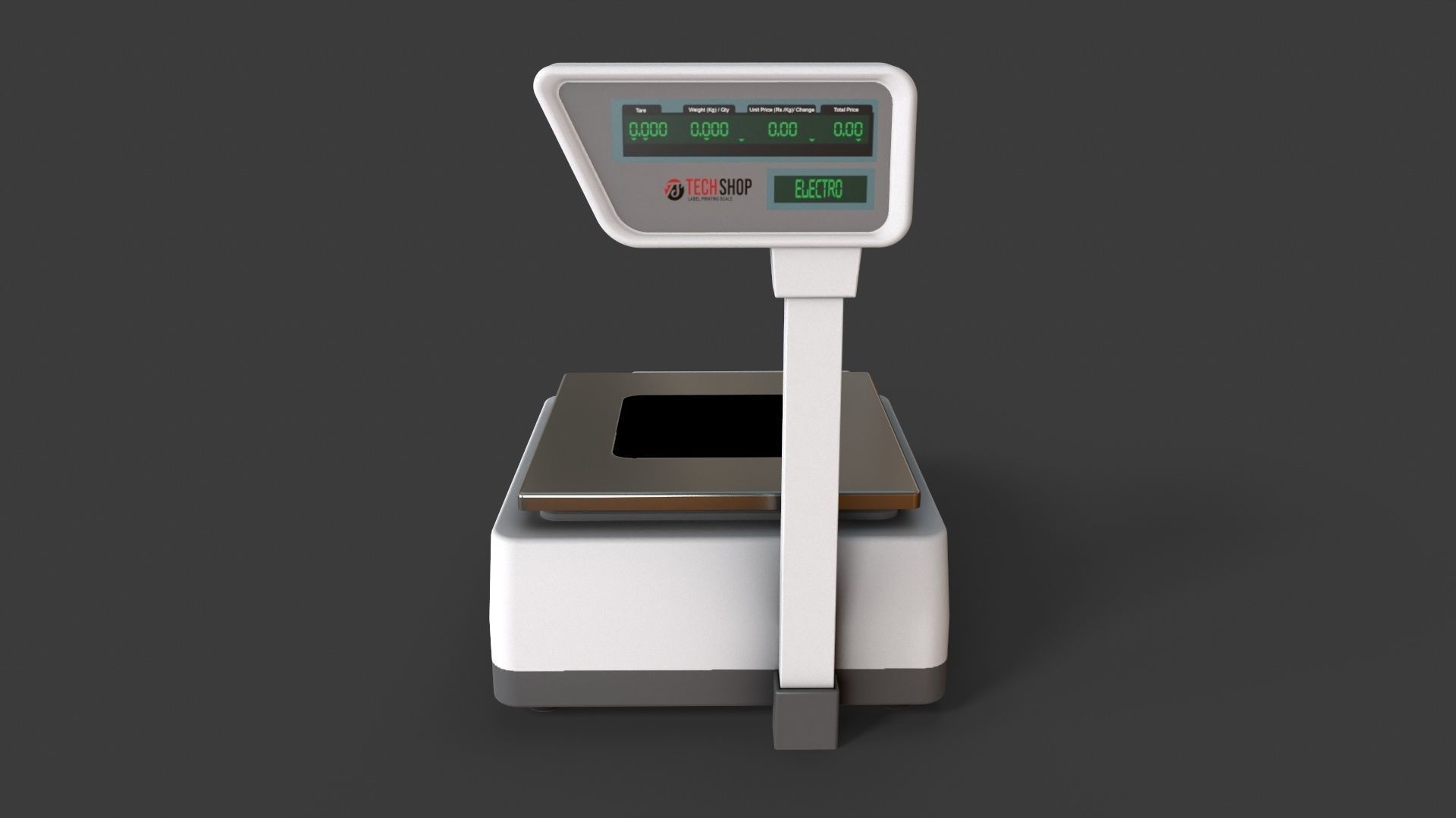 Label Printing Supermarket Weighing Scale Low-poly 3D model_10