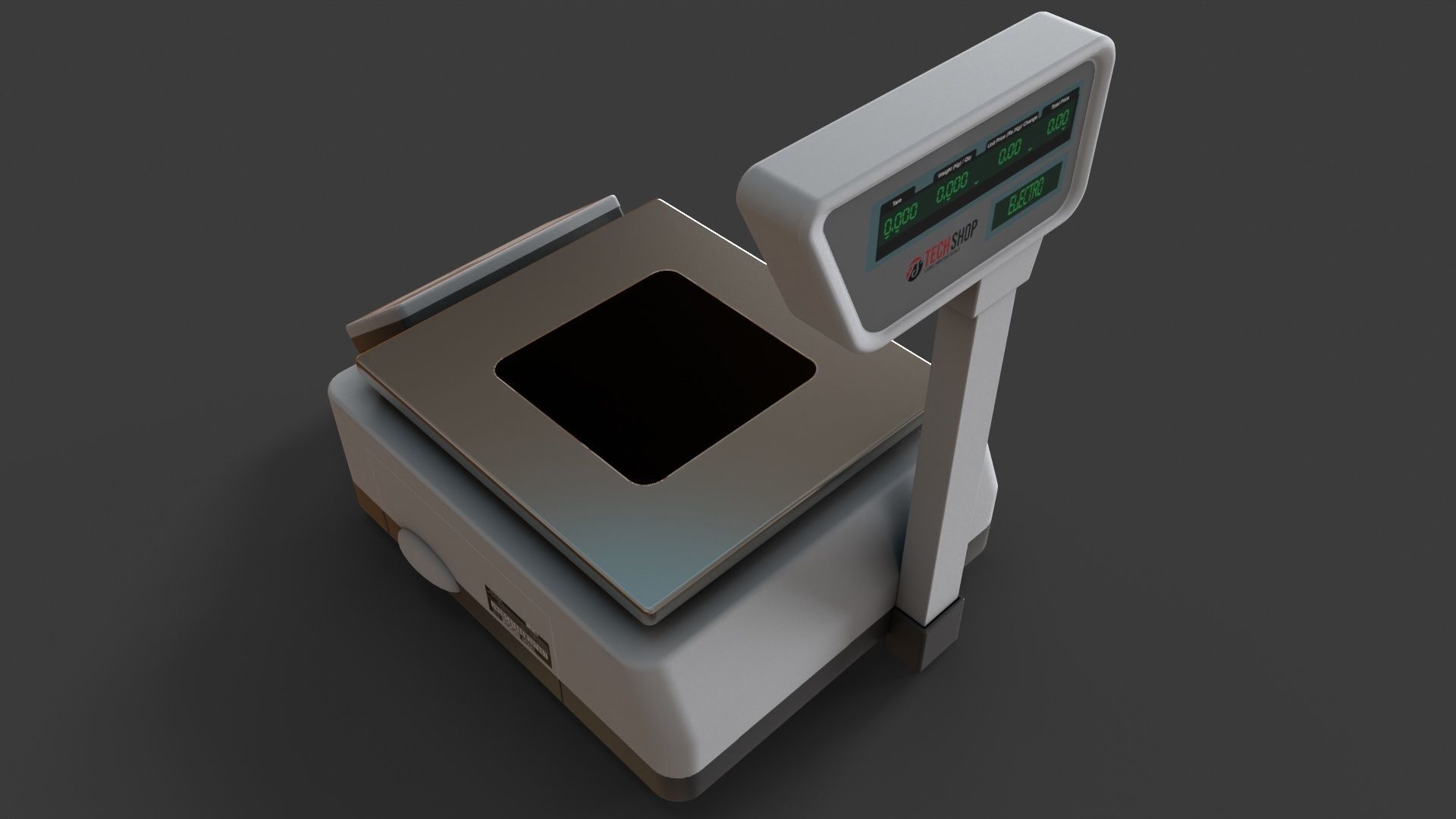 Label Printing Supermarket Weighing Scale Low-poly 3D model_13