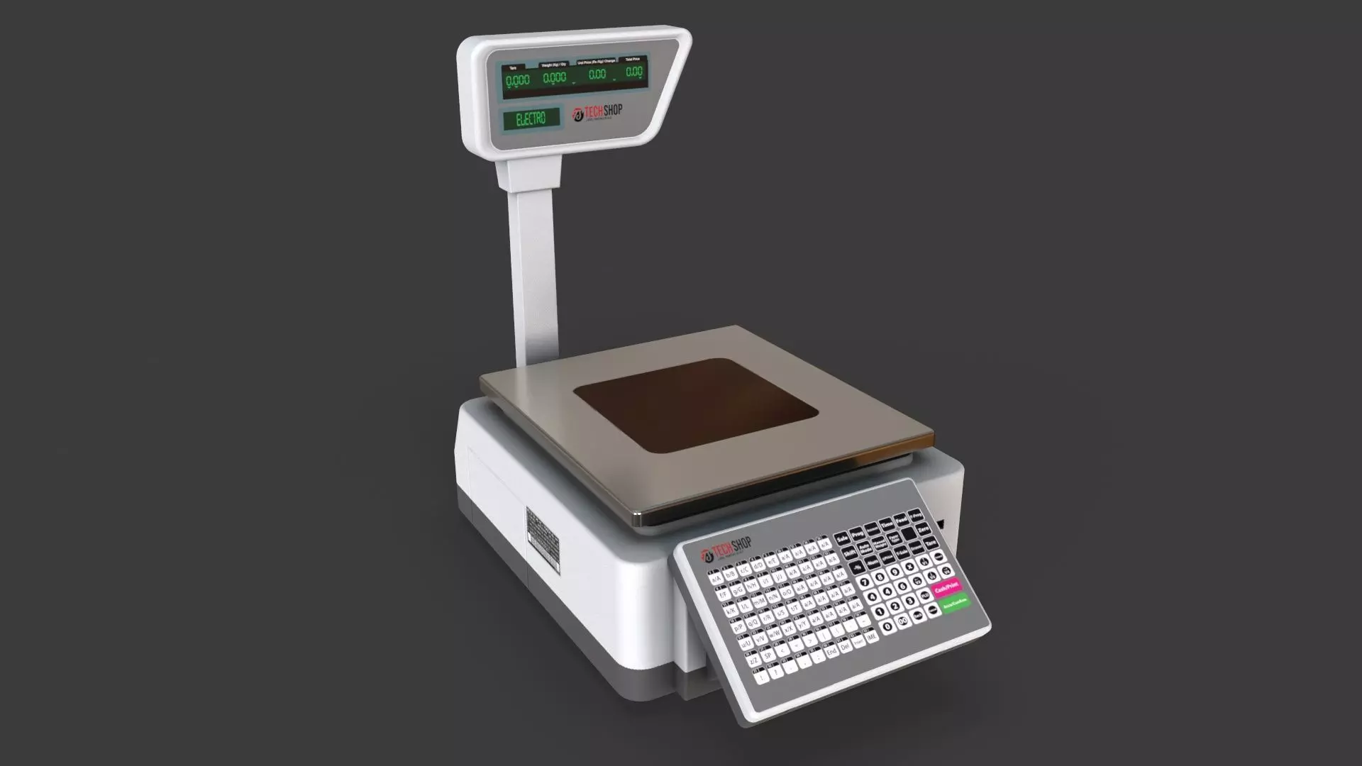 Label Printing Supermarket Weighing Scale Low-poly 3D model_0