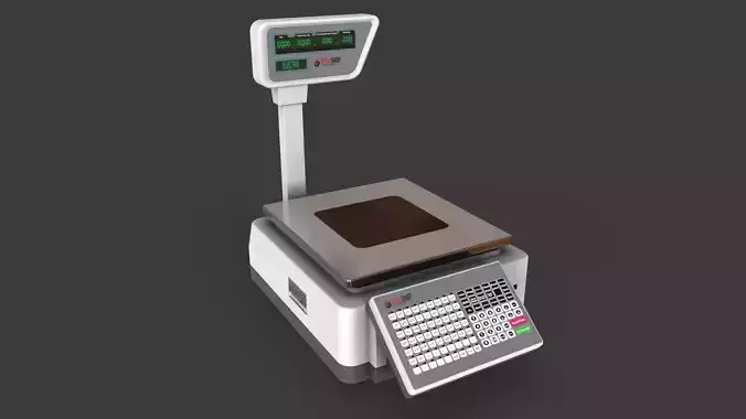 Label Printing Supermarket Weighing Scale Low-poly 3D model