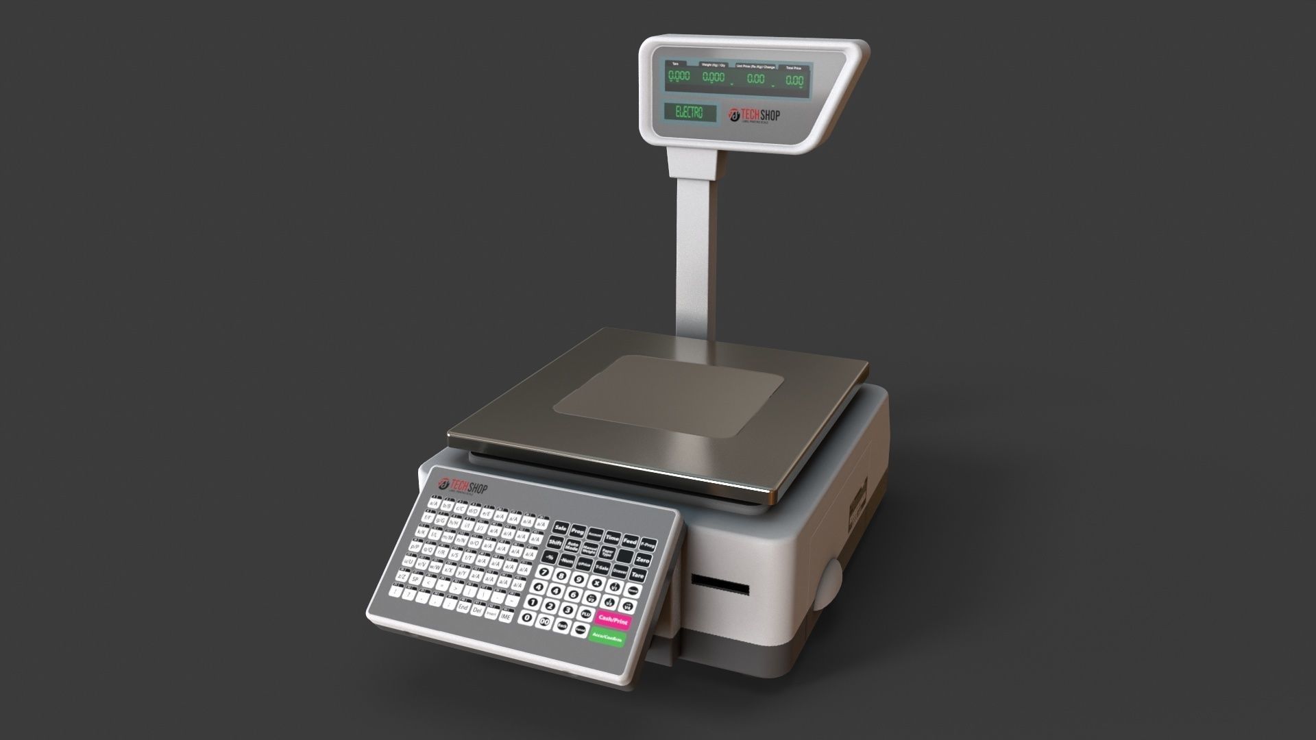 Label Printing Supermarket Weighing Scale Low-poly 3D model_2