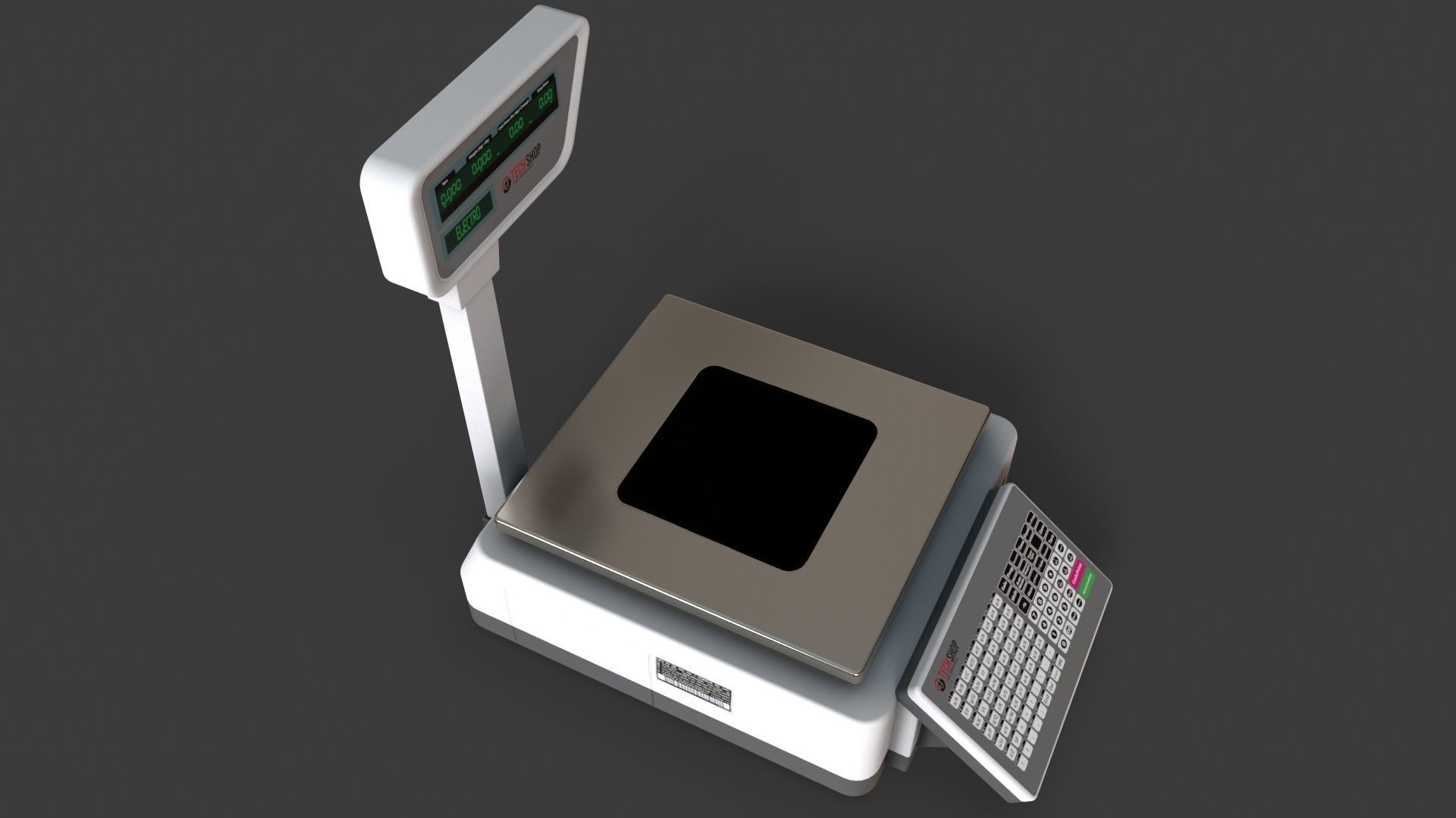 Label Printing Supermarket Weighing Scale Low-poly 3D model_14