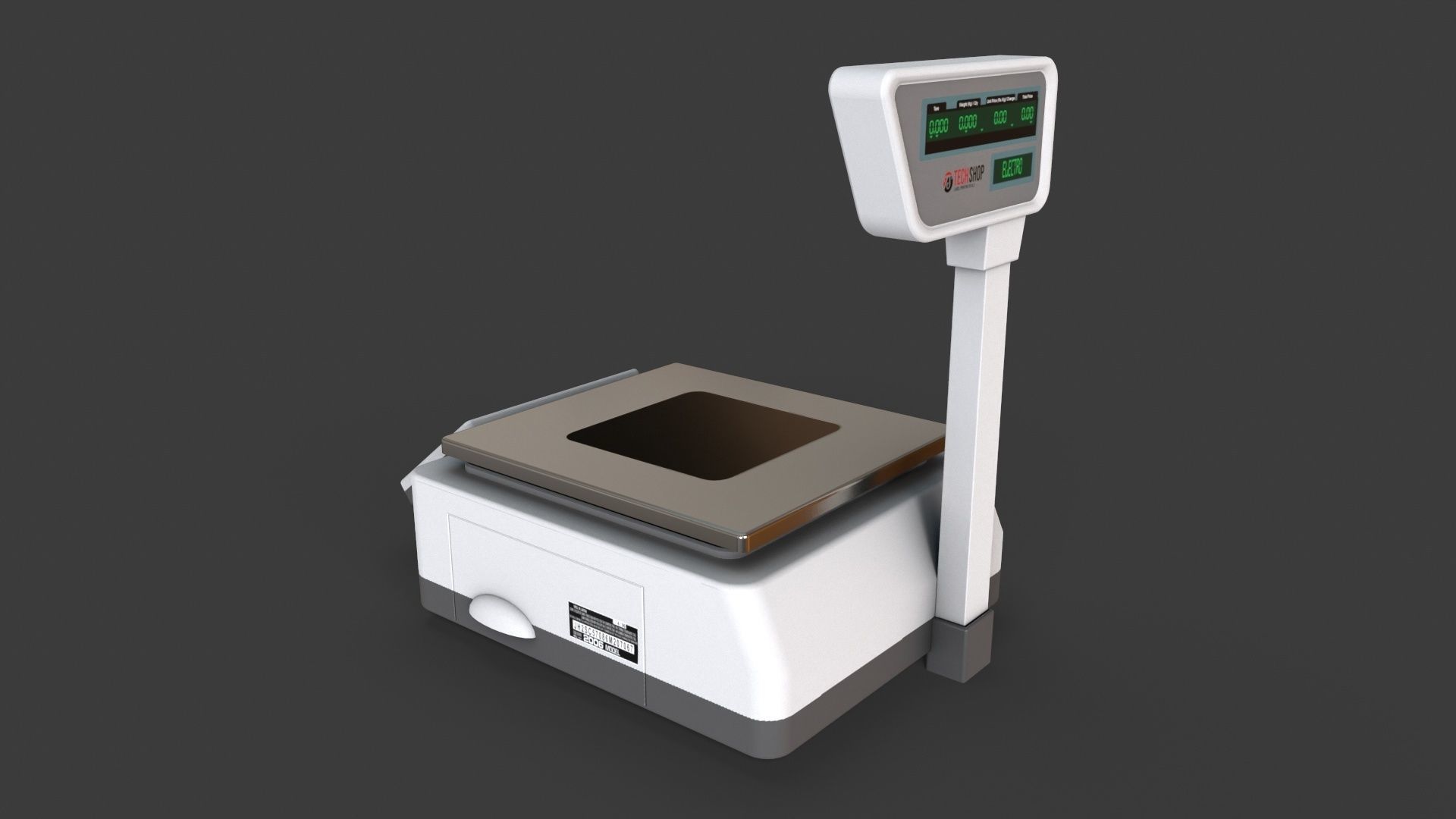 Label Printing Supermarket Weighing Scale Low-poly 3D model_11