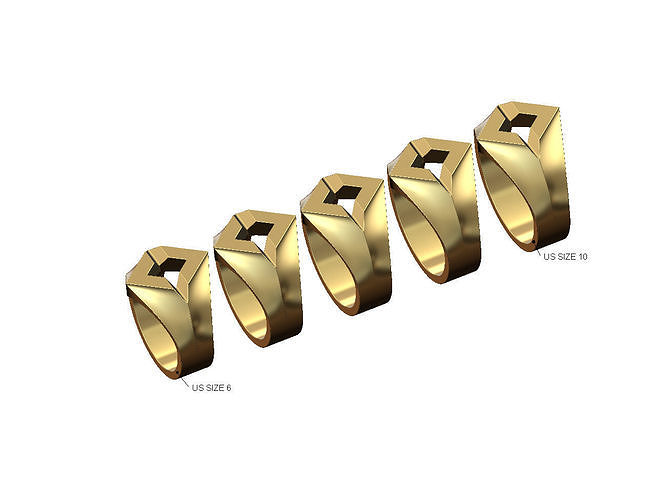 Rhombus shaped signet ring US sizes 6to10 3D print model