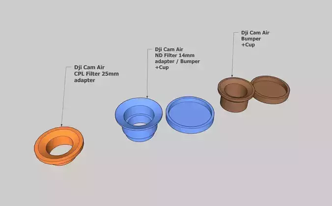 Dji Camera Air Unit Set FPV  Bumper and Adapters TPU 3d print  3D print model