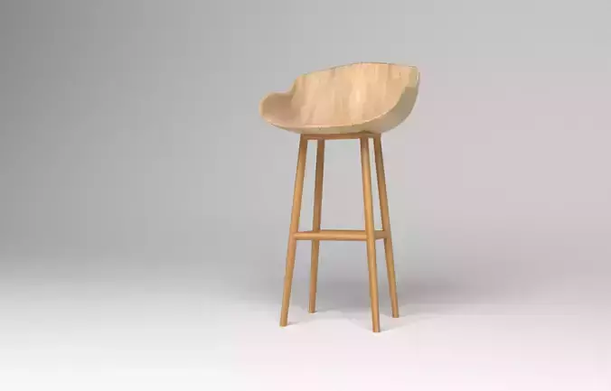 3D wood modern chair with aestetic model