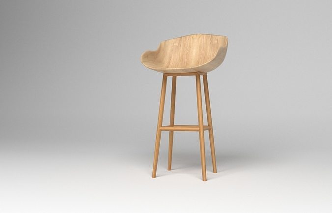 3D wood modern chair with aestetic model 3D model
