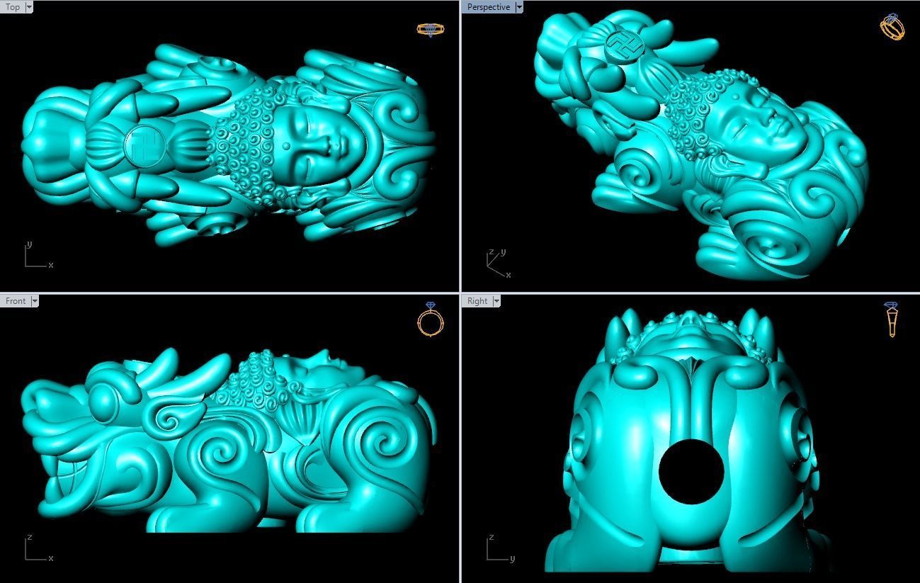 Pixiu Face Bracelet - Unicorn bracelet - Size 15 mm 3D print model_4