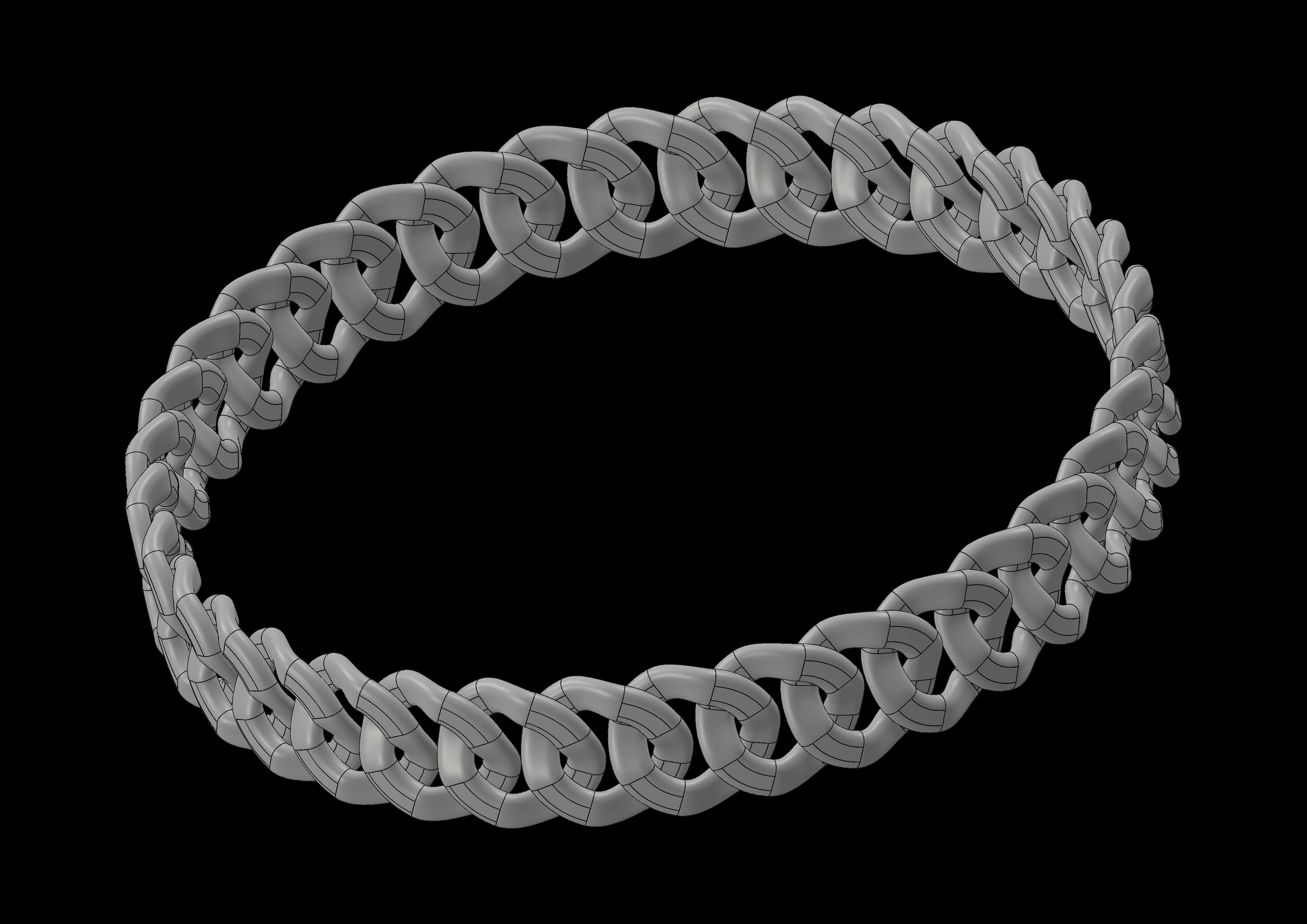 chain braided bangle in sterling silver 3D print model_3