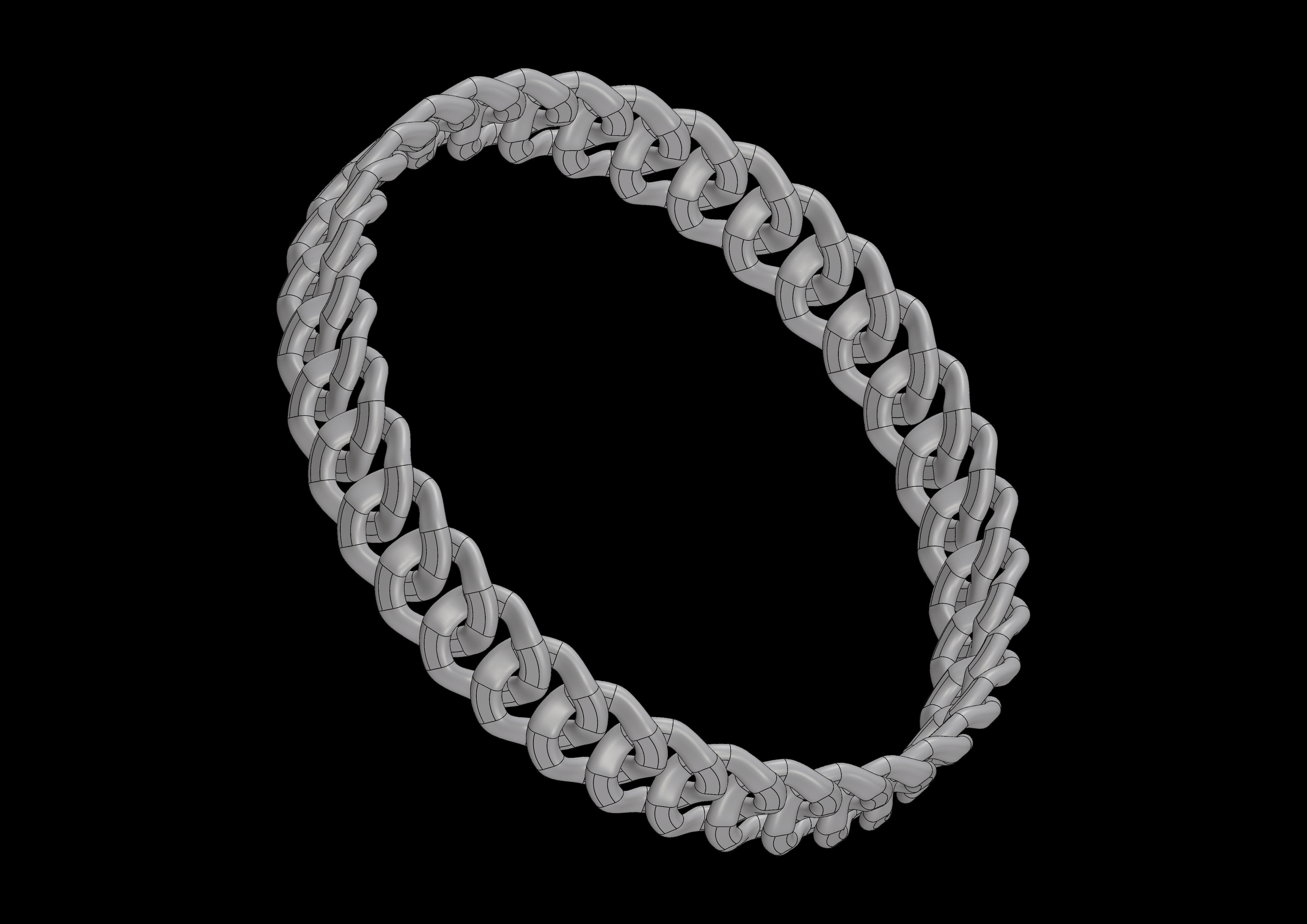 chain braided bangle in sterling silver 3D print model_4