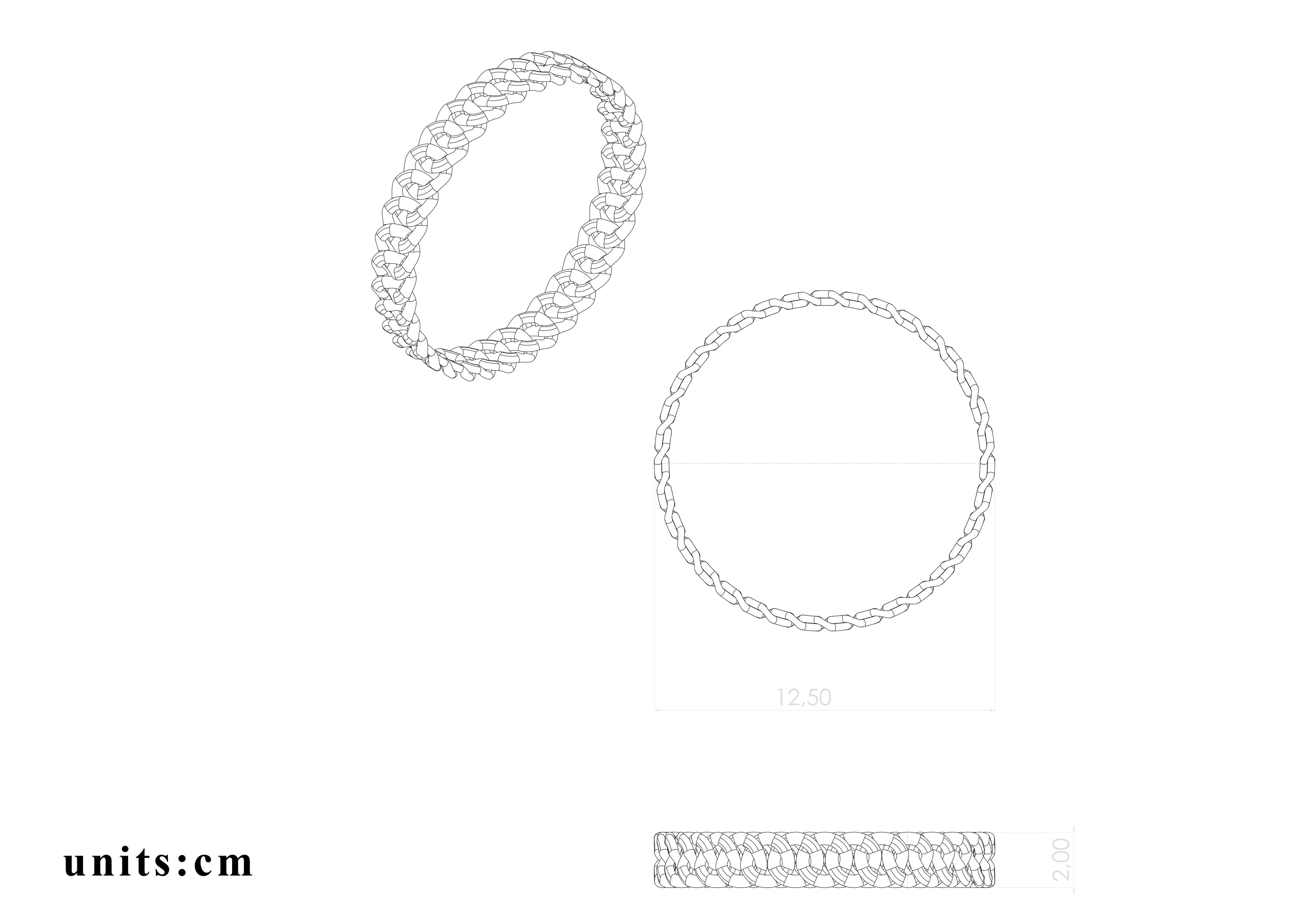 chain braided bangle in sterling silver 3D print model_5