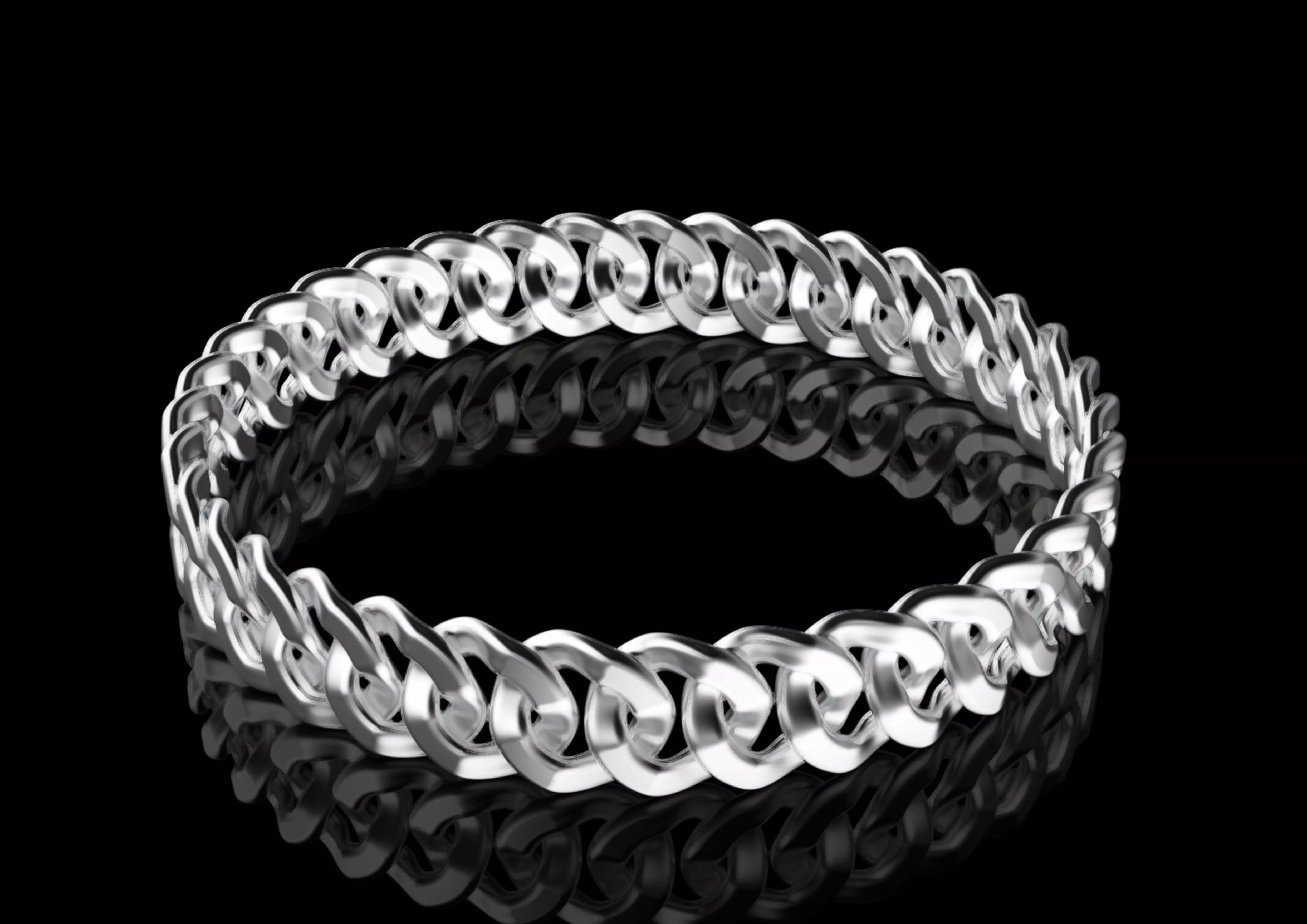 chain braided bangle in sterling silver 3D print model_0