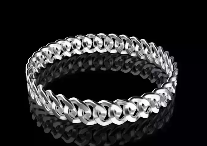 chain braided bangle in sterling silver 3D print model