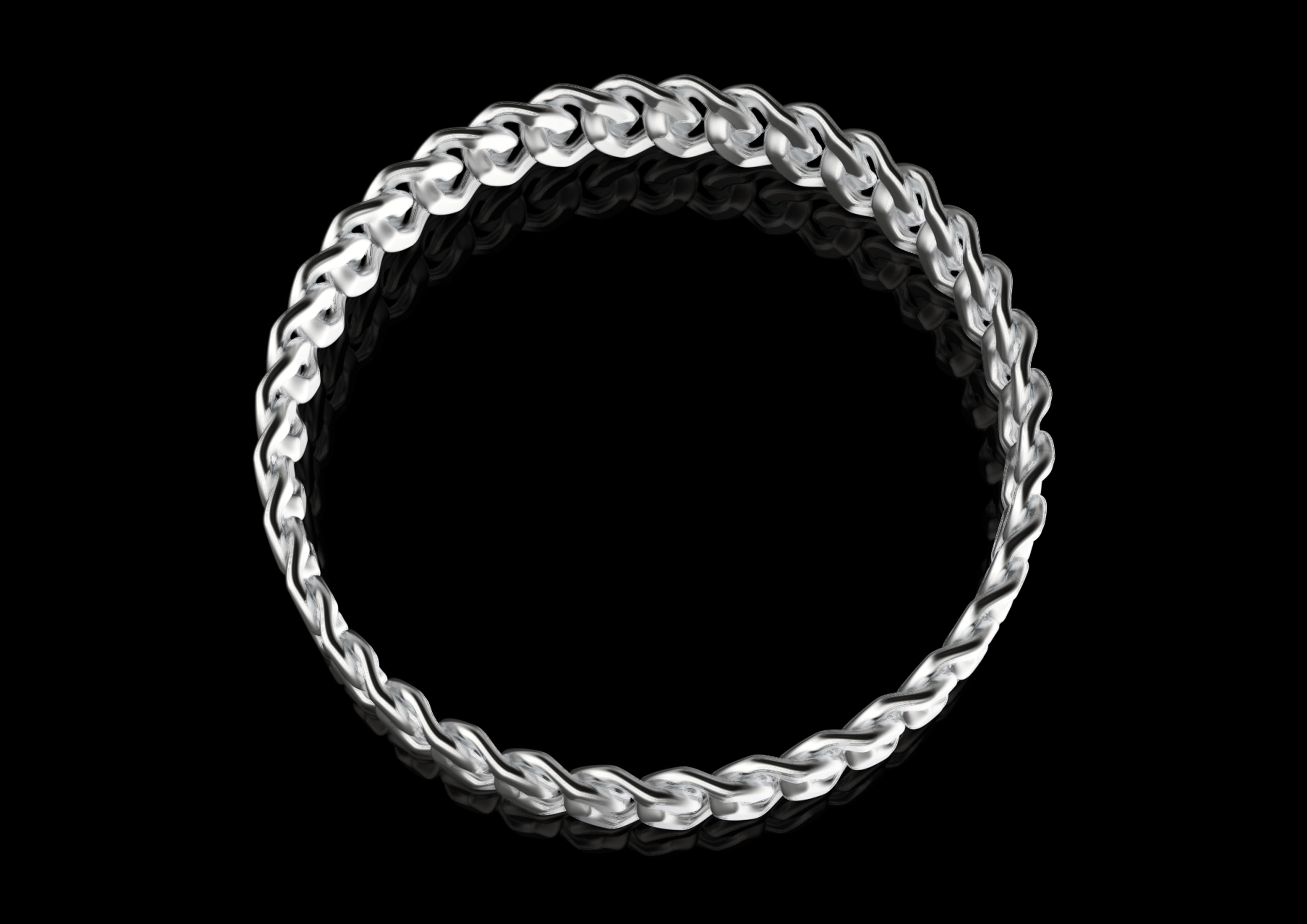chain braided bangle in sterling silver 3D print model_1