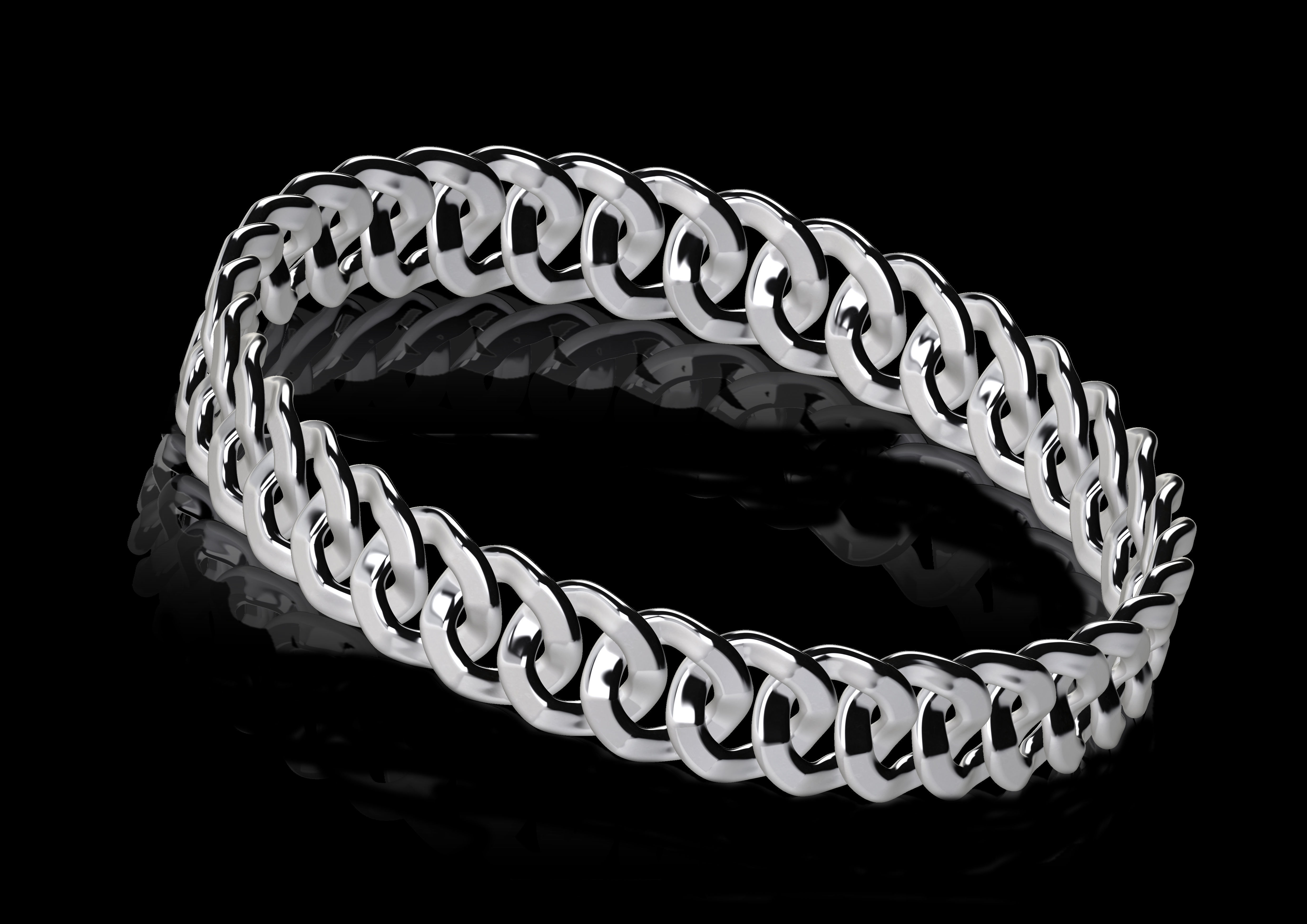 chain braided bangle in sterling silver 3D print model_2