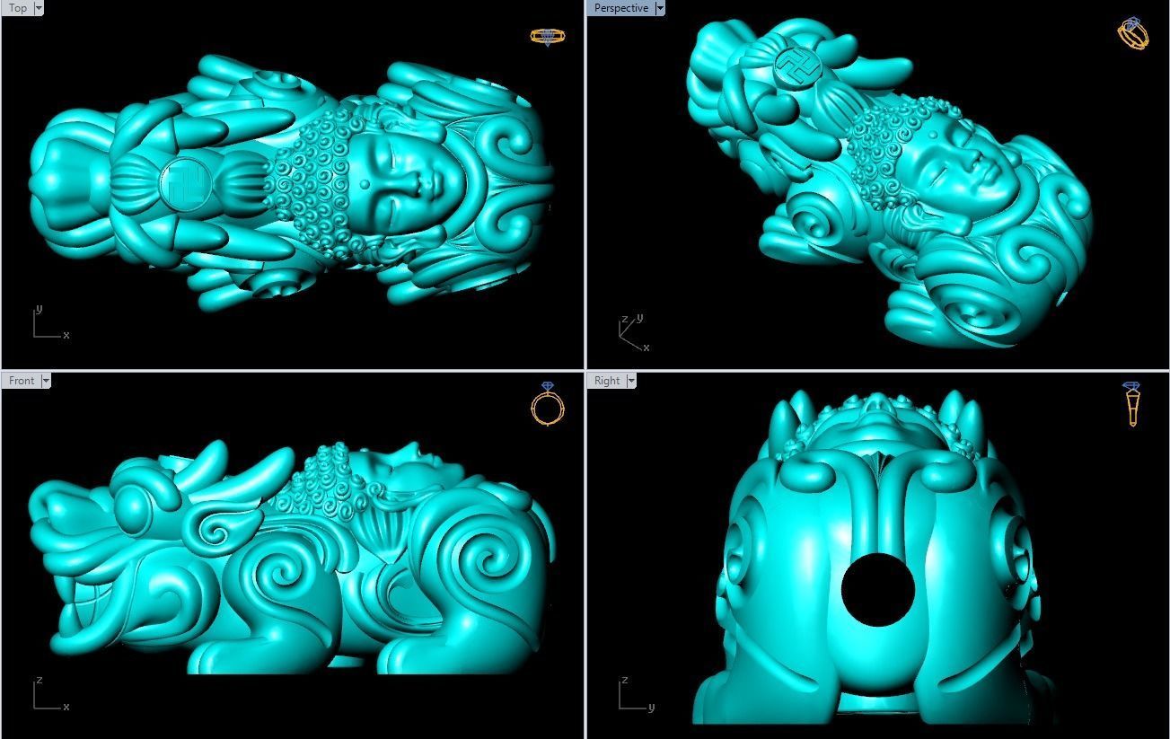 Pixiu Face Bracelet - Unicorn bracelet - Size 25 mm 3D print model_4