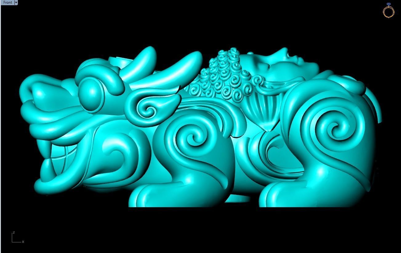 Pixiu Face Bracelet - Unicorn bracelet - Size 25 mm 3D print model_11