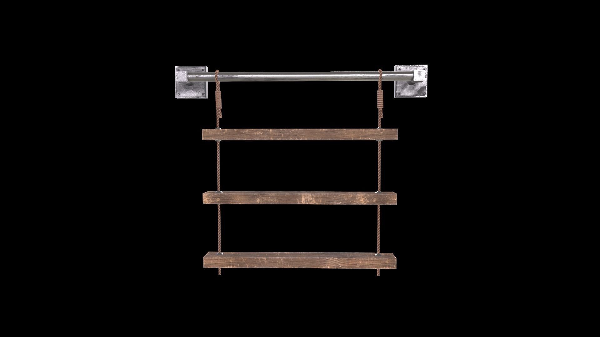 Rustic Shelf Low-poly 3D model_4