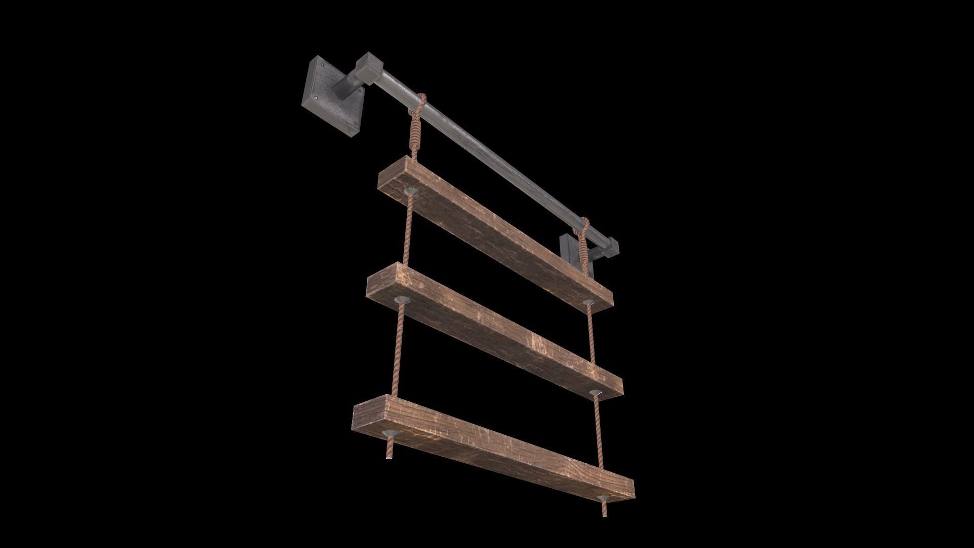 Rustic Shelf Low-poly 3D model_7
