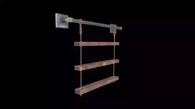 Rustic Shelf Low-poly 3D model