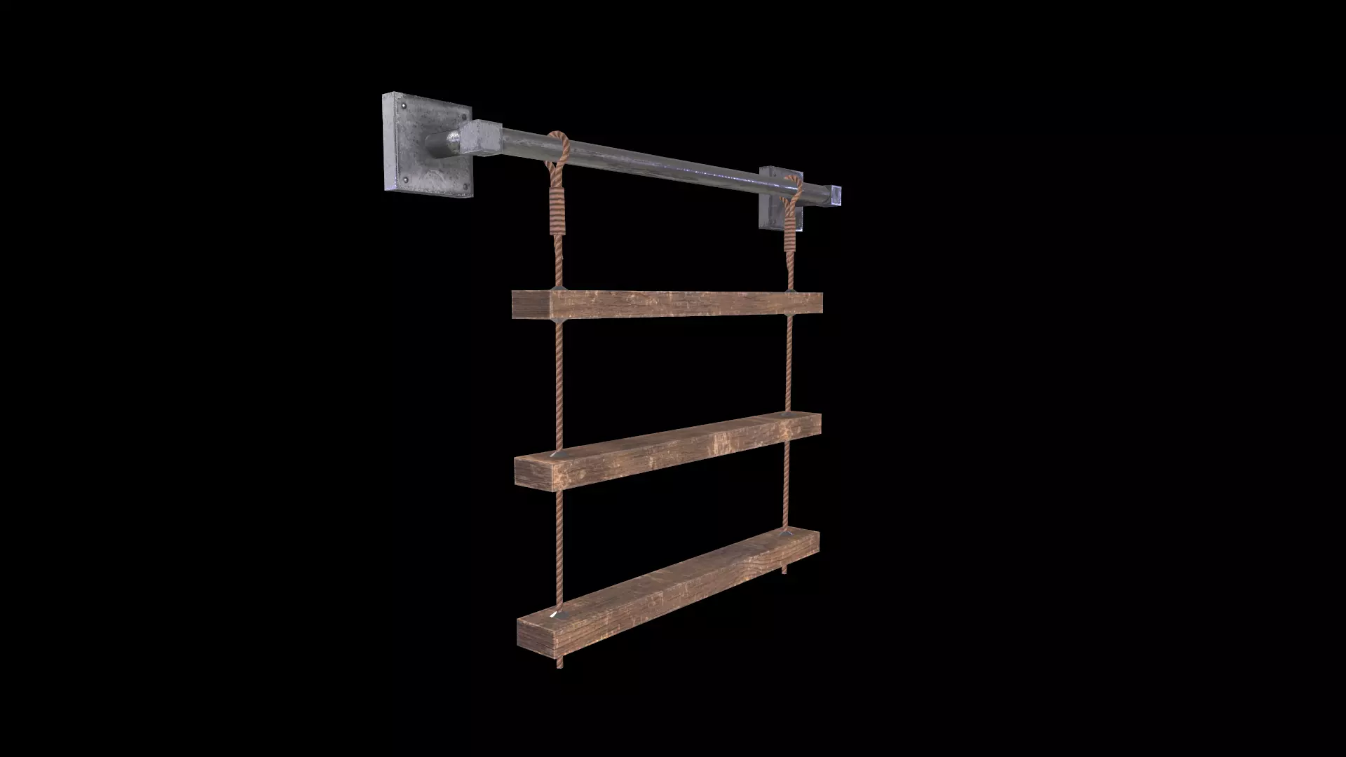 Rustic Shelf Low-poly 3D model_0