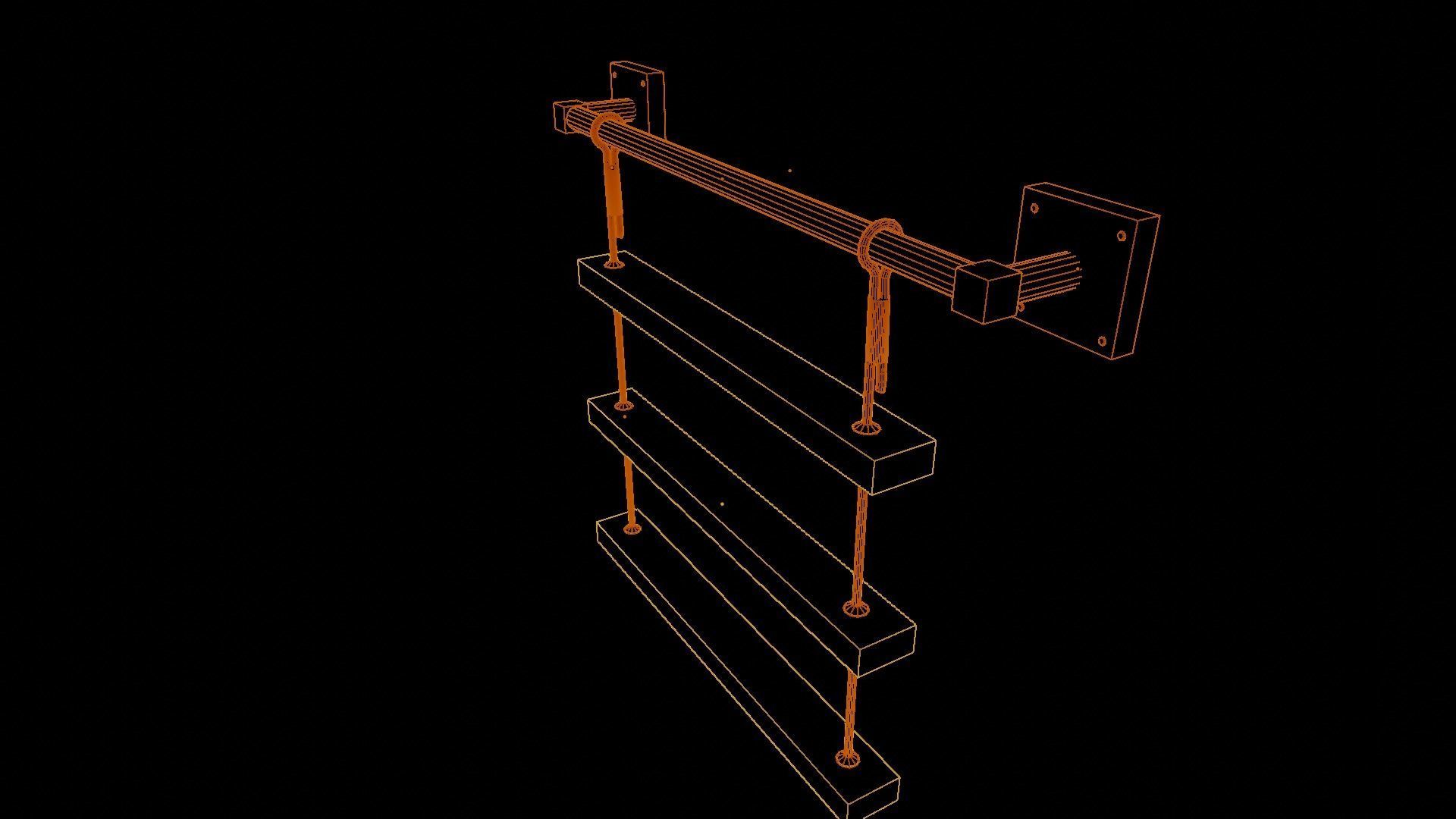 Rustic Shelf Low-poly 3D model_16