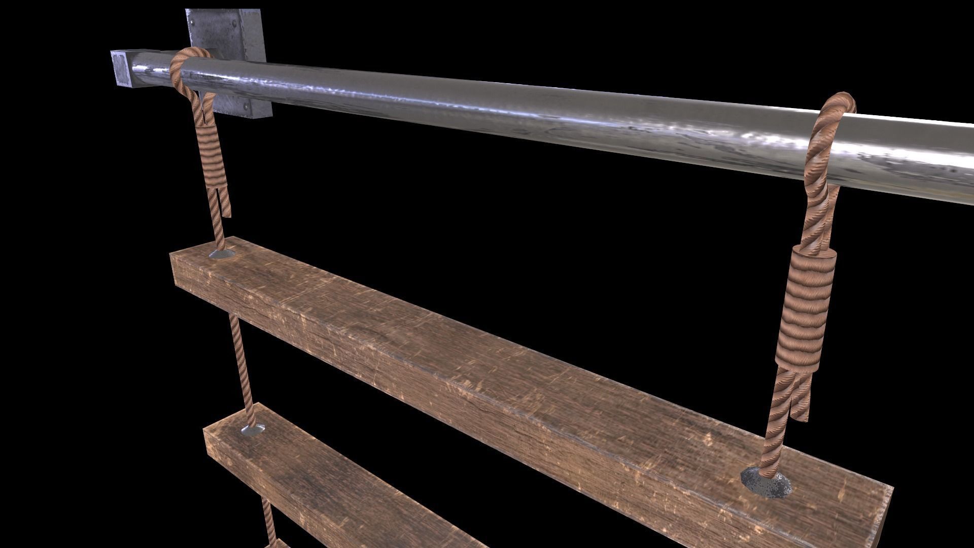 Rustic Shelf Low-poly 3D model_10