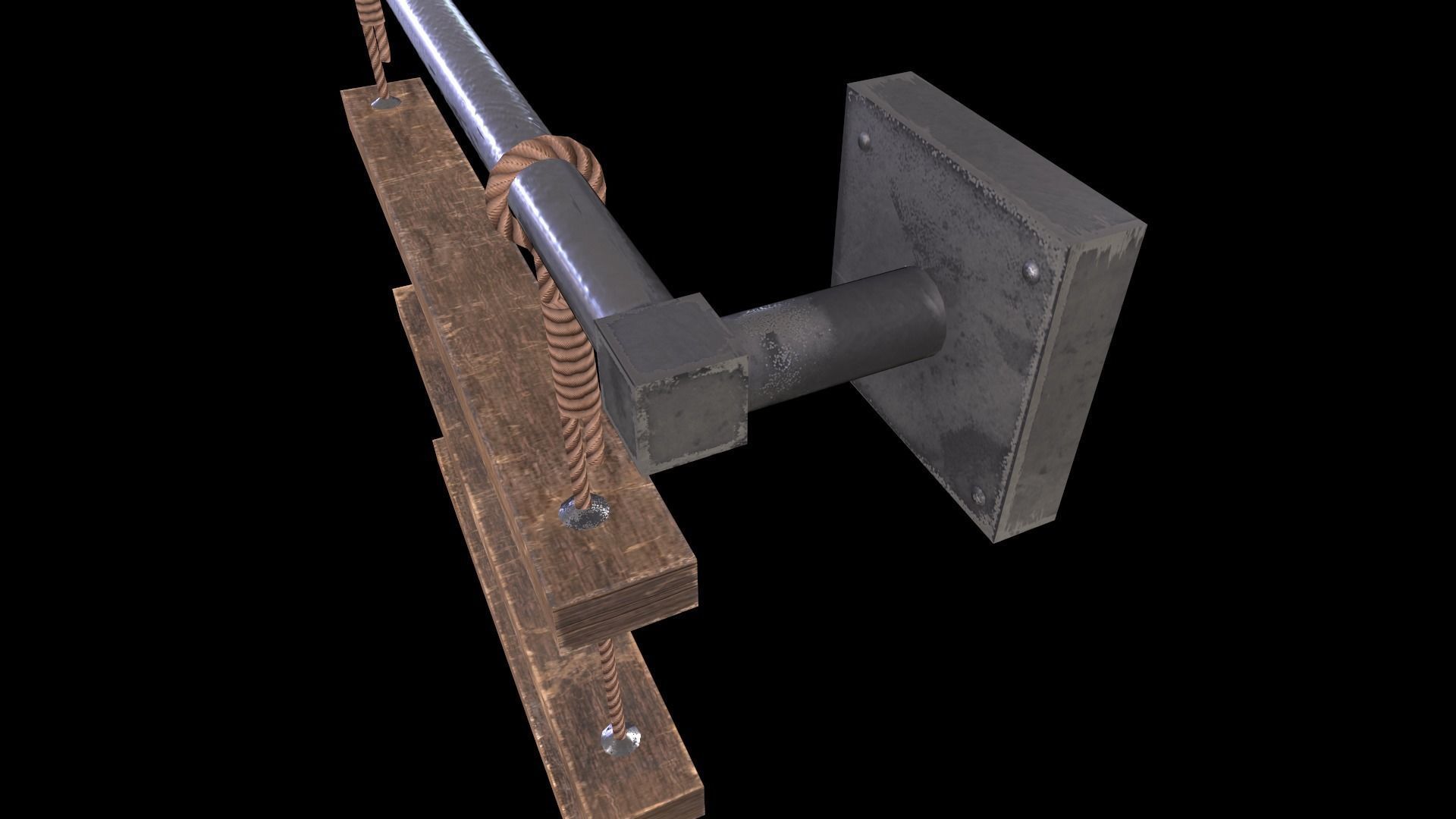 Rustic Shelf Low-poly 3D model_6