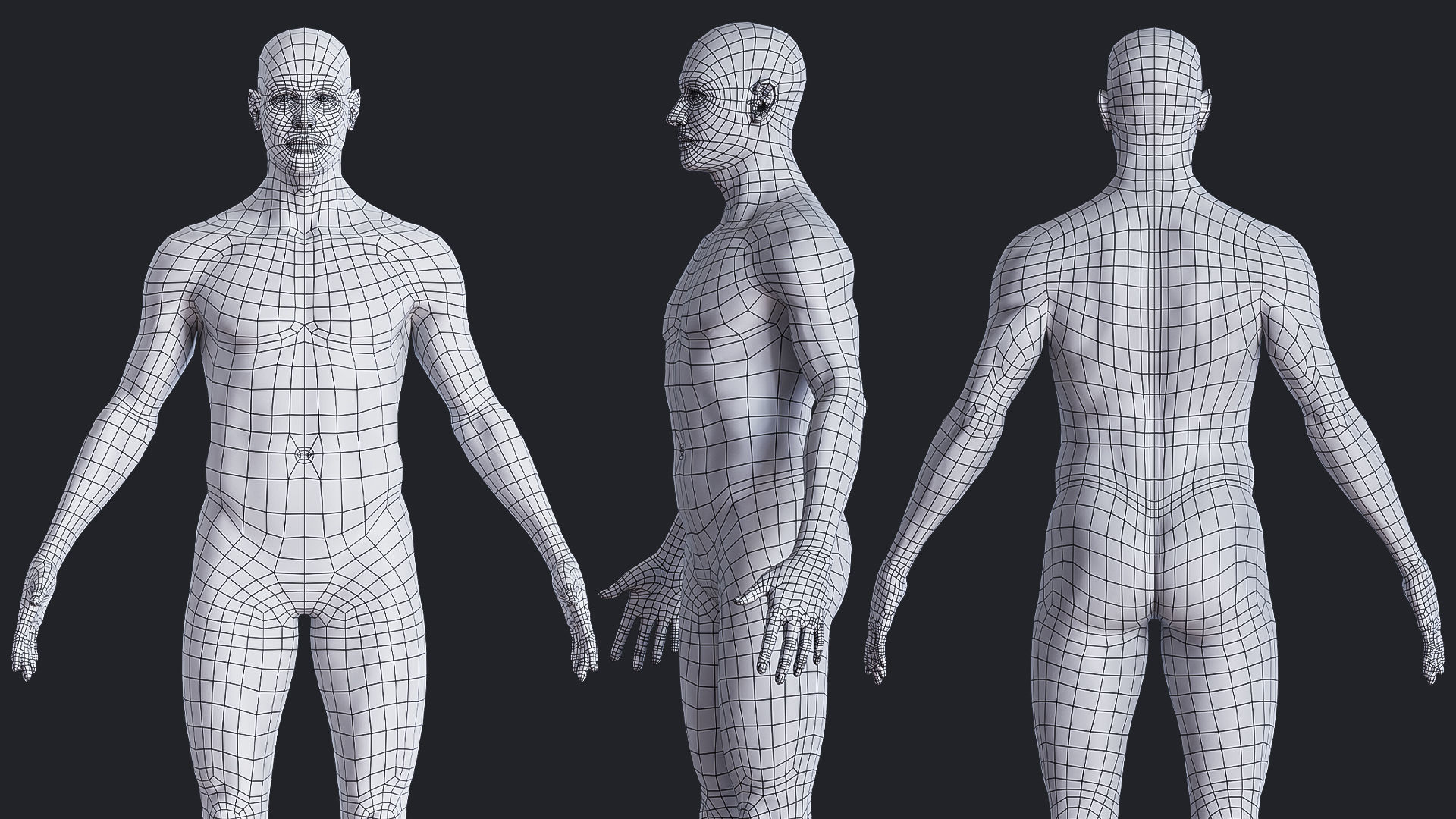 Low poly human base mesh with uv Low-poly 3D model_5